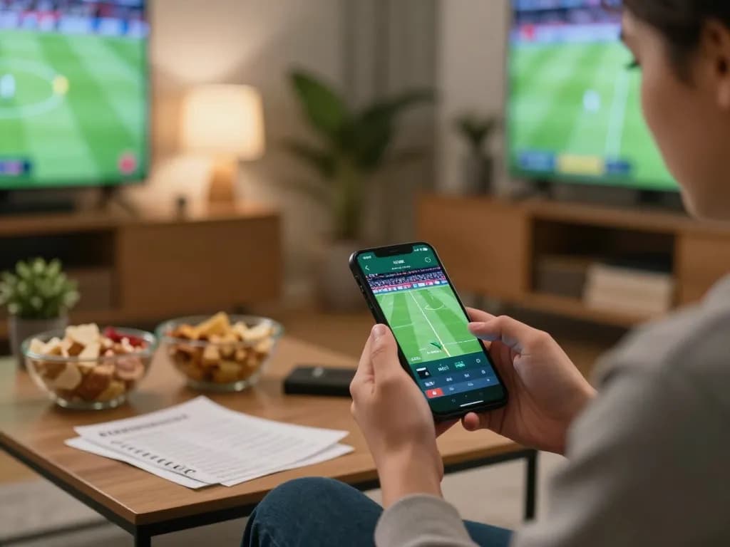 A thrilling action of sports betting on a smartphone, reflecting the essence of cakhiatv86 for effective gaming strategies.