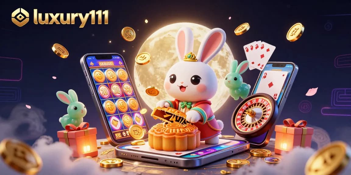 Experience luxury111 with vibrant casino themes featuring a cartoon moon rabbit and rich gaming elements.