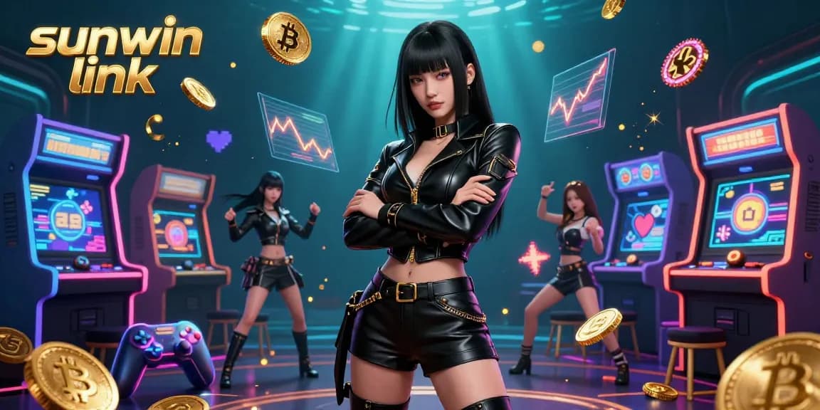 Experience the excitement of the sunwin link with dynamic casino game elements and neon visuals.