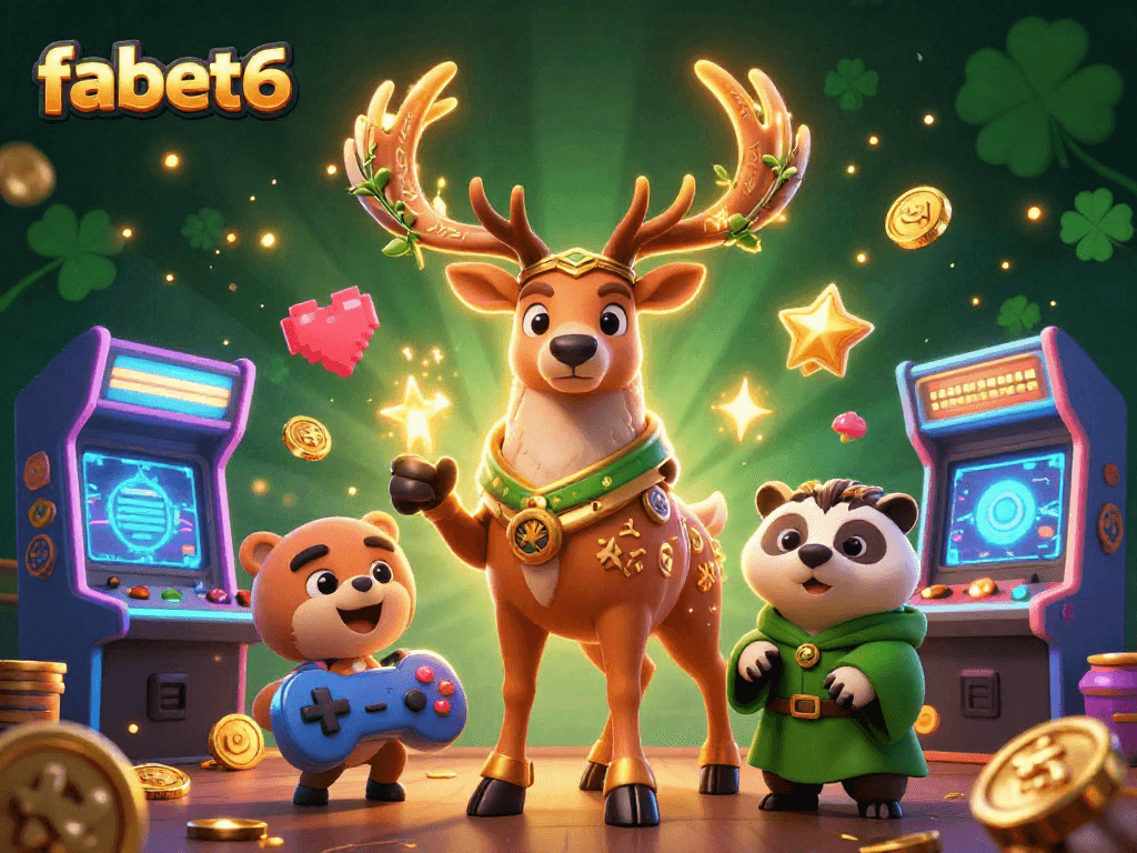 Spin the reels at fabet6 with colorful arcade vibes and glowing casino elements.