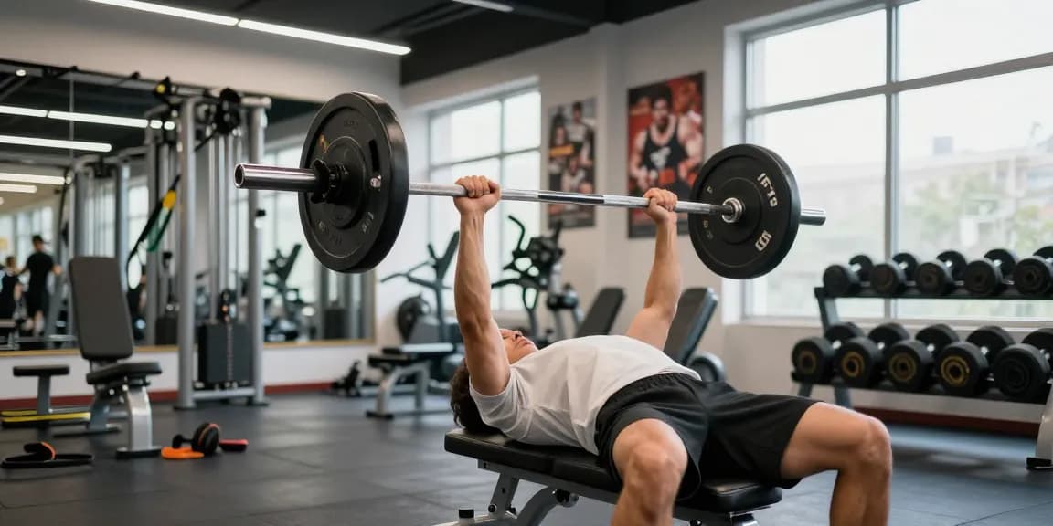 Global Pharma Steroids - Sportler, der im Fitnessstudio Gewichte hebt, motivierende Atmosphäre und hochwertige Ausrüstung.