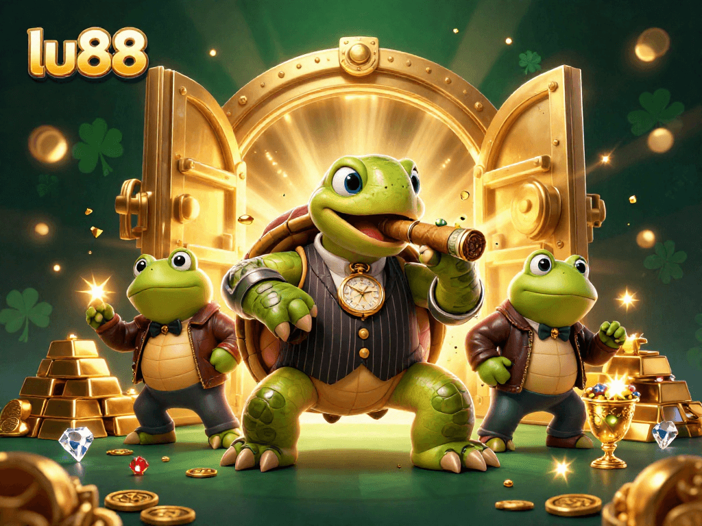 Experience exciting jackpots at lu88 with a massive snapping turtle mobster and bullfrog enforcers.