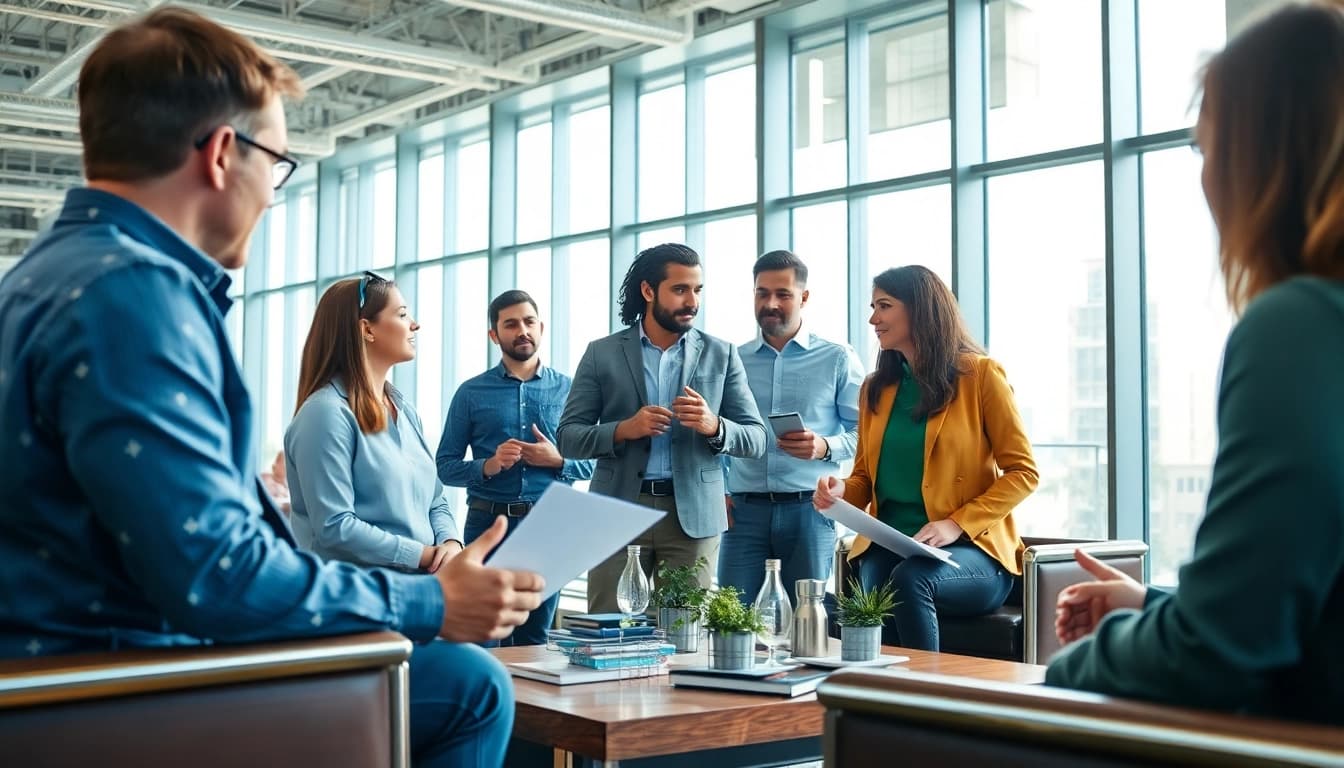 Headhunter Ingenieure in einem modernen Büro, das Teamarbeit und Innovation fördert.