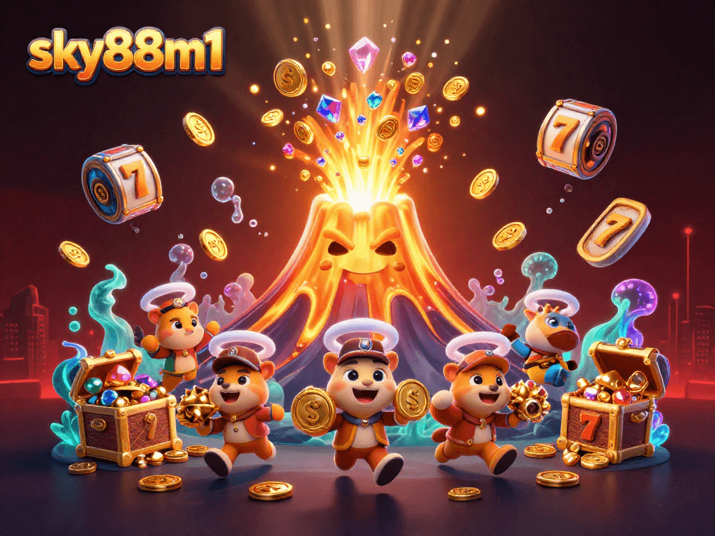 Engage in thrilling gameplay at sky88m1, where the golden volcano erupts treasures in vibrant casino action.