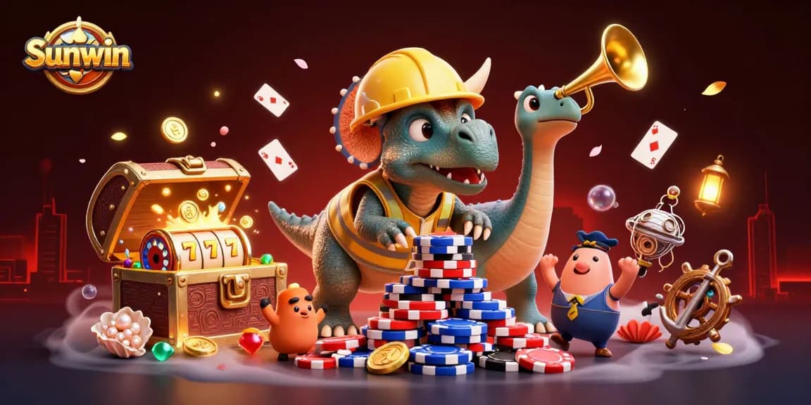 Experience thrilling gameplay at Sunwin while enjoying a vibrant 3D casino atmosphere filled with excitement and symbols.