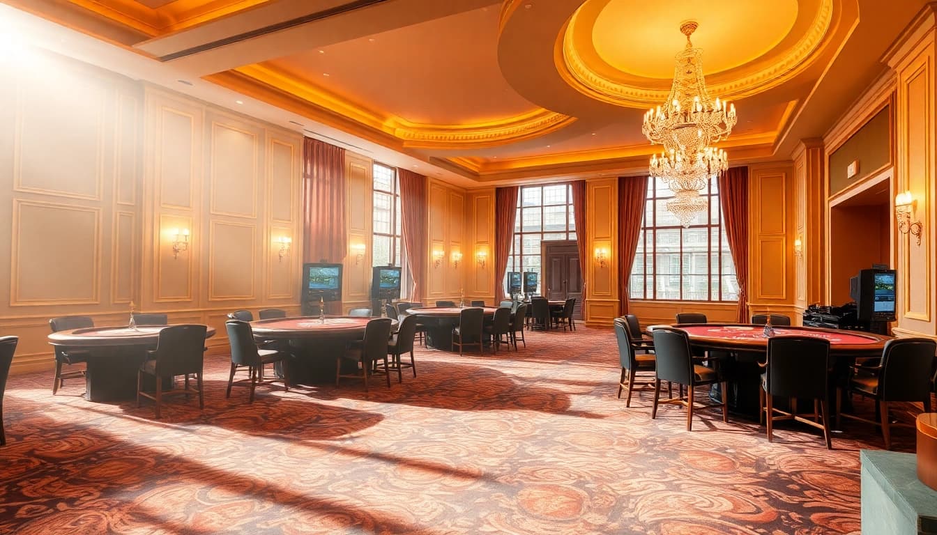 Spiele Casinos online Deutschland mit einem einladenden Casino-Ambiente und eleganten Details.
