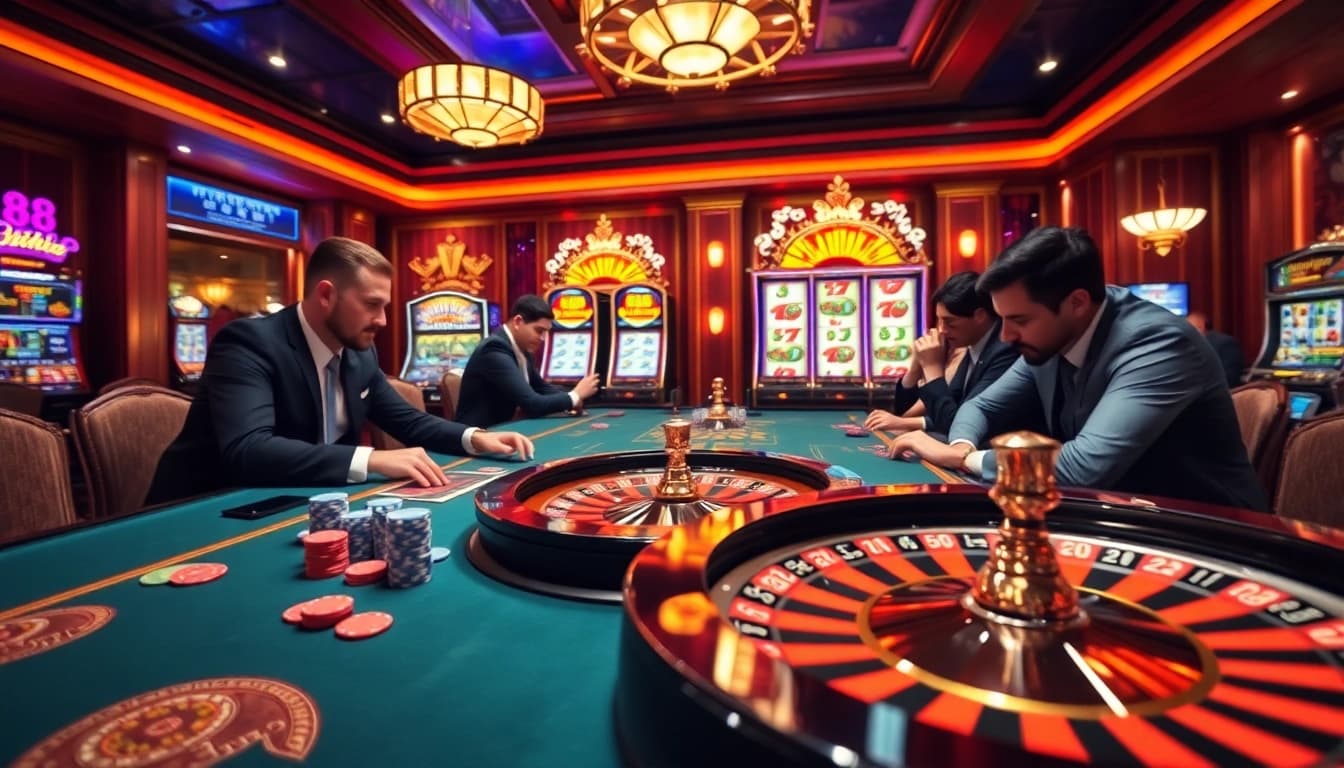 Experience the thrill of gambling at GG88.media with players winning big at a casino table.