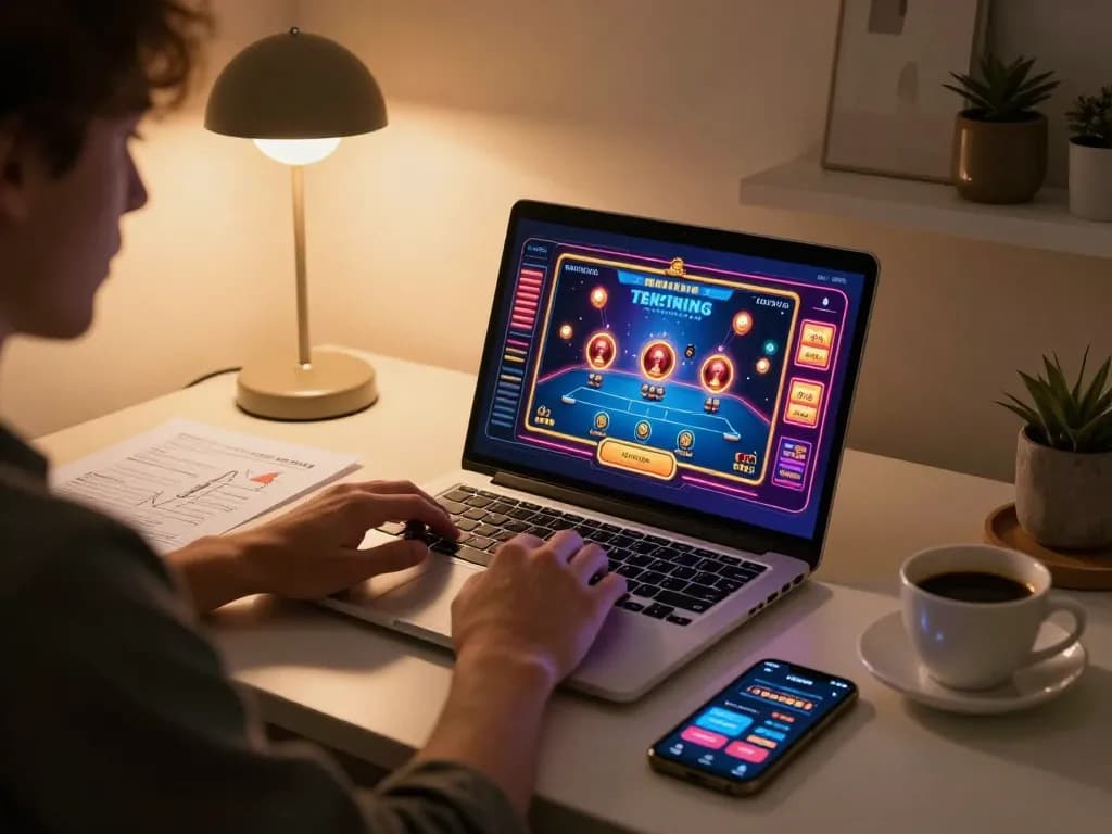 Player engaging in online gaming at home with focused attention on the sc88 platform.