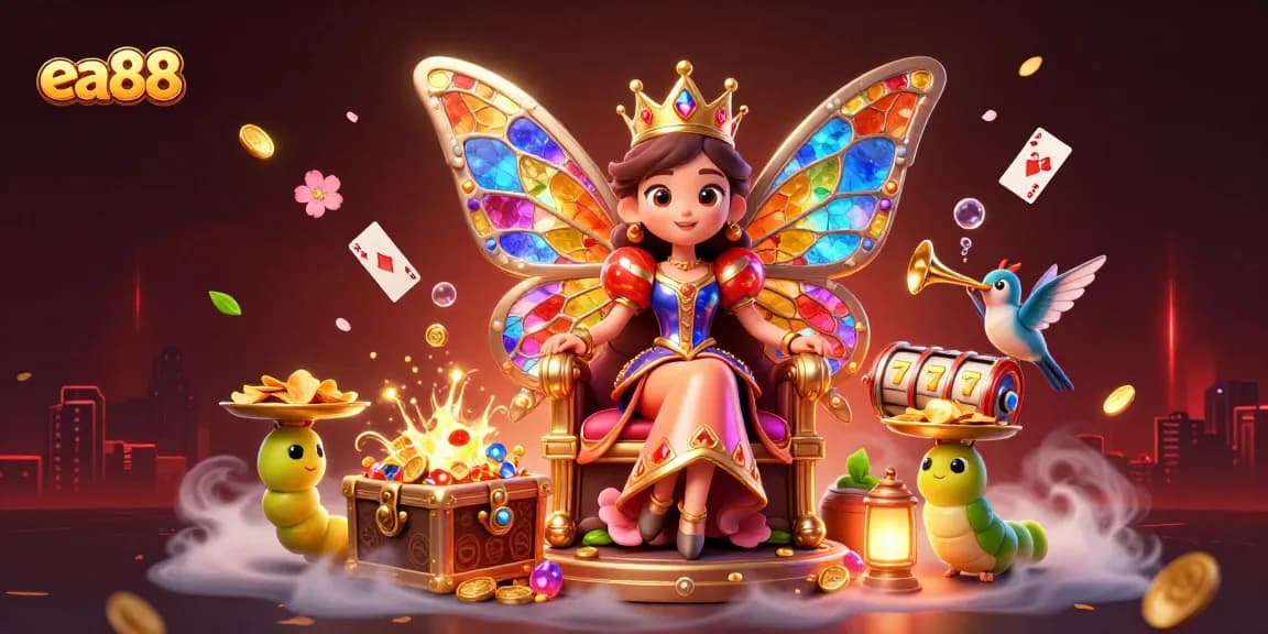 Experience the vibrant world of ea88 as players enjoy colorful casino games amidst enchanting characters.