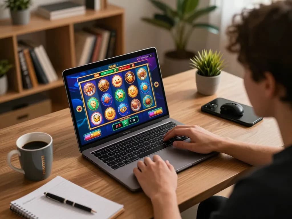88xx player engaging with online slots while enjoying a cozy home setup.