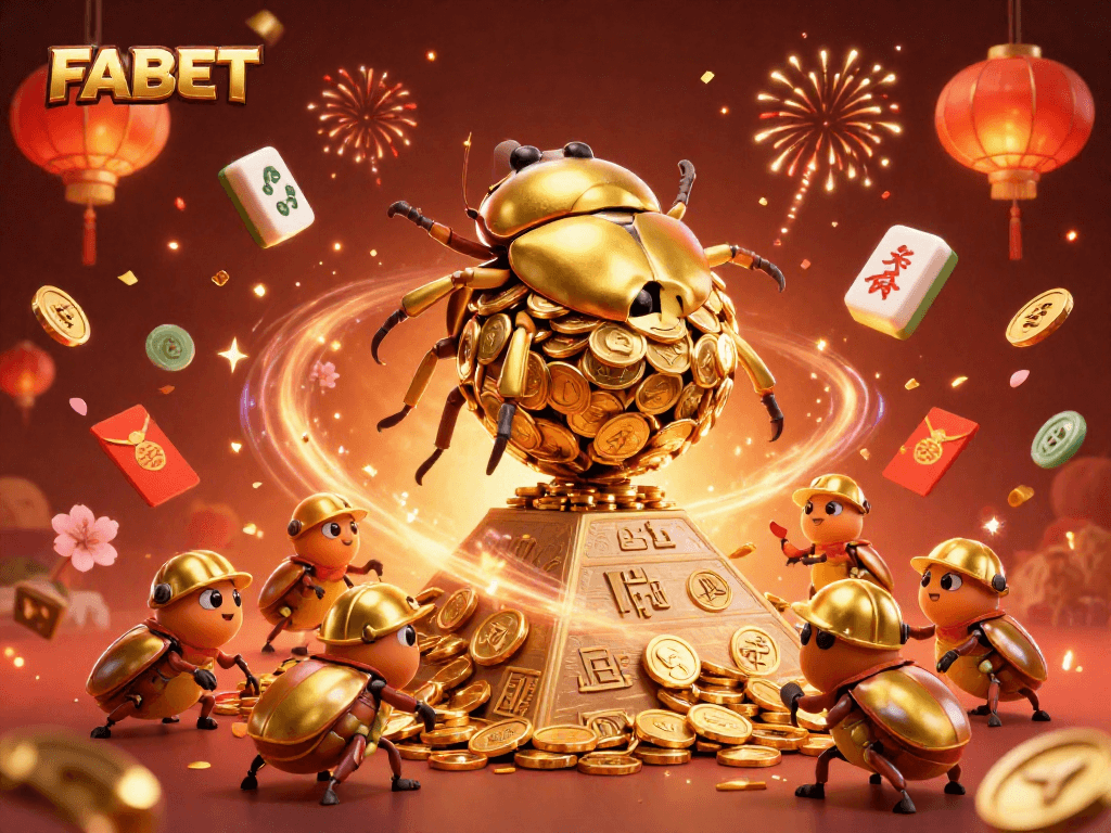 Experience FABET with dynamic gameplay and vibrant casino elements in this rich 3D illustration.