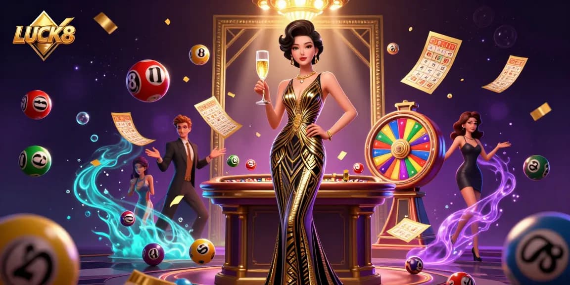 Experience winning moments at LUCK8 with a glamorous casino scene featuring exciting games and vibrant energy.