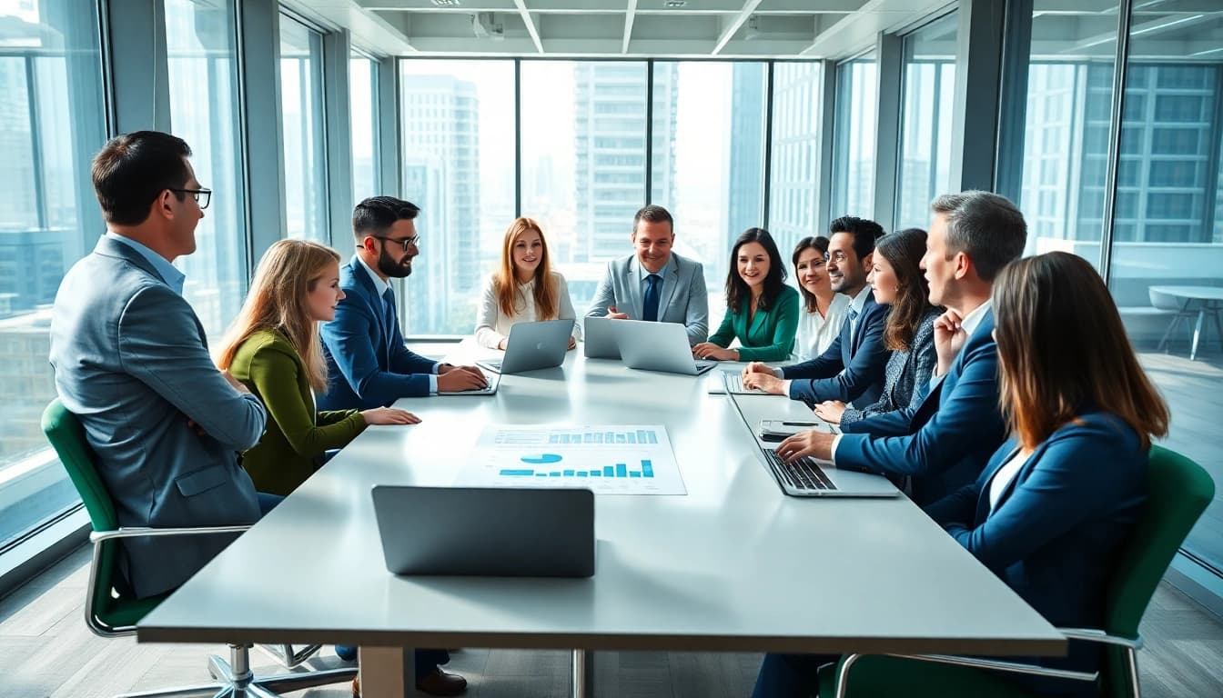Diskussion über Wirtschaft Regional in einem modernen Büro mit einem vielfältigen Team.