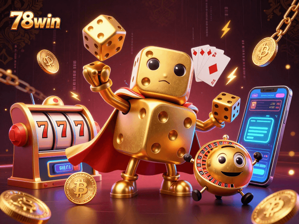 Experience thrilling wins with 78win at this vibrant online casino scene featuring rich cartoon elements