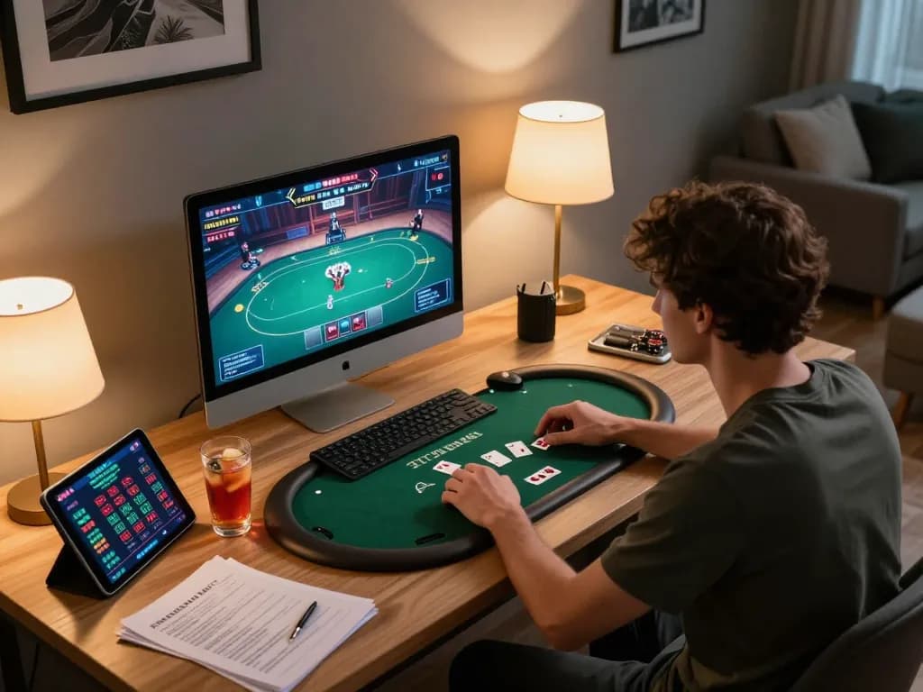Alo 789 player enjoying an engaging online poker game from the comfort of home, showcasing strategic gameplay.