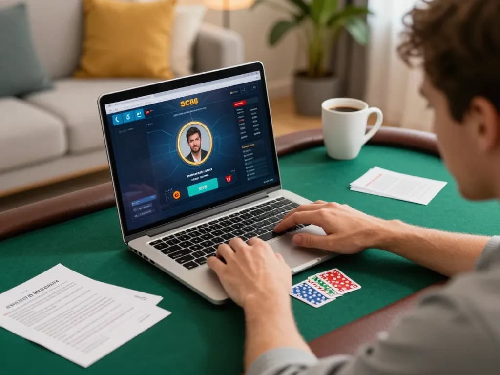 Player enjoying SC88 online poker experience with strategic insights in a cozy setting.