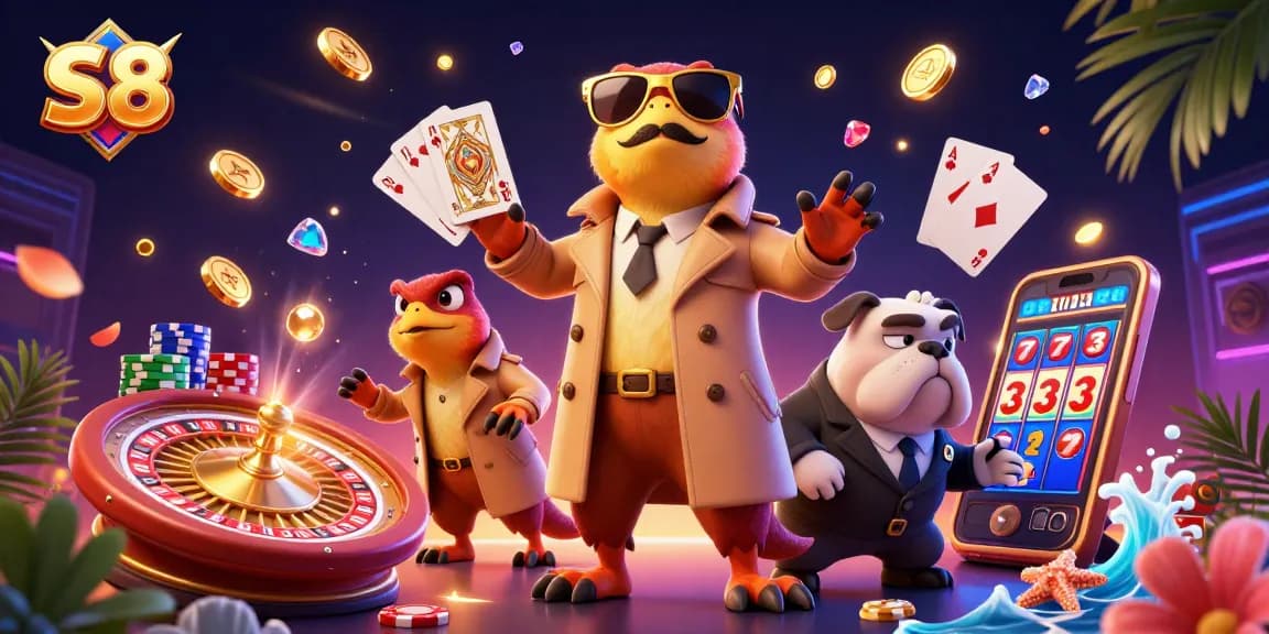 Join the excitement at S8's bustling casino with raptors and treasures in an epic VIP experience.