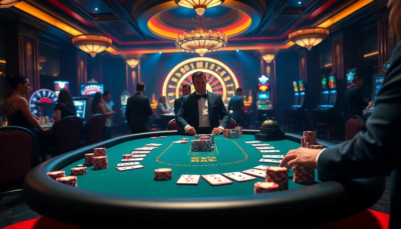 Experience thrilling high-stakes poker at https://rr88.uk.net/ with vibrant chips and eager players.