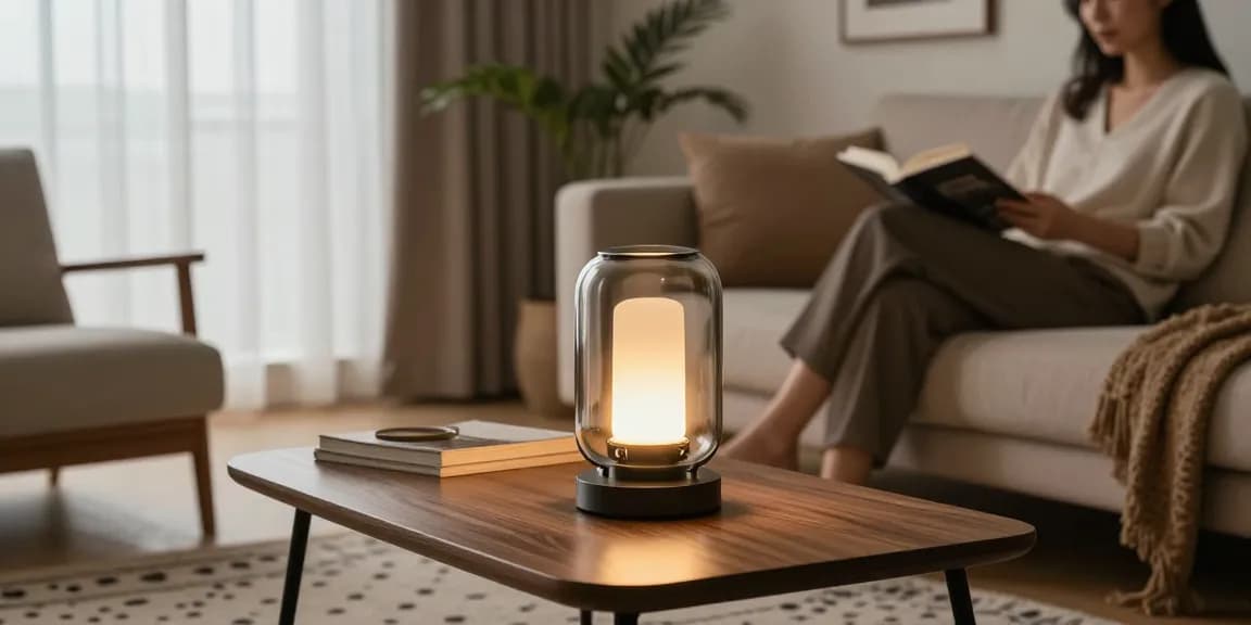 Stilvolle lampen rauchglas, die eine gemütliche moderne WohnzimmertAtmosphäre beleuchten.