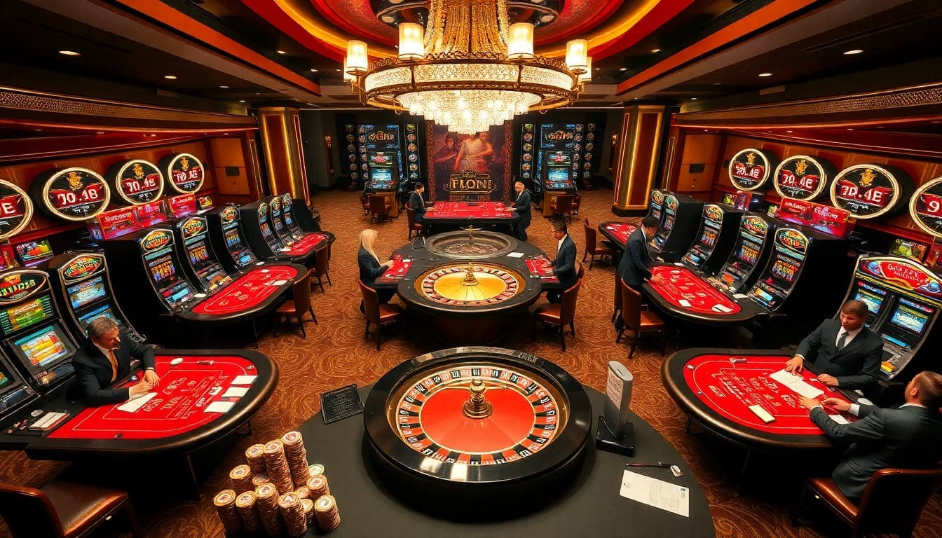 Players enjoying poker and roulette at https://f168.sarl/, showcasing excitement and luxury of casino gambling.