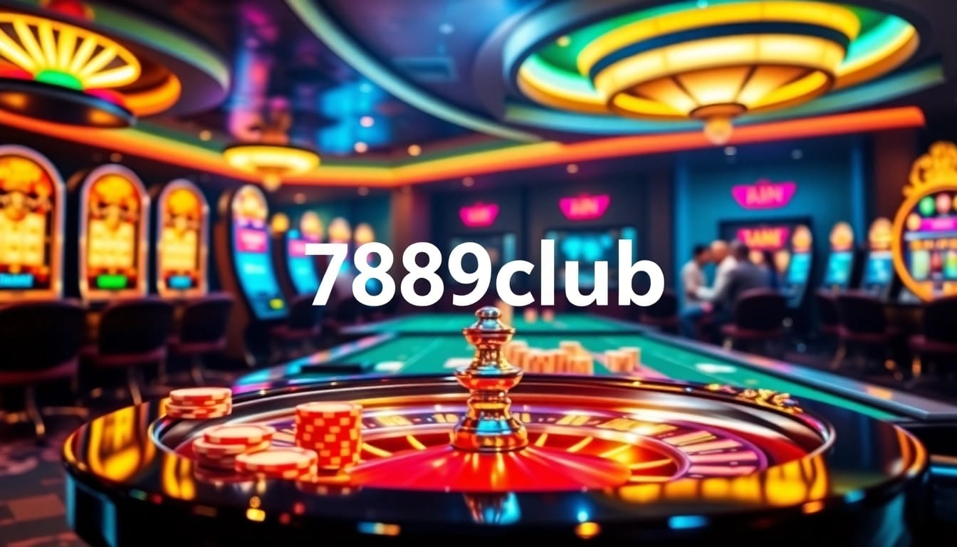 Players enjoying an exciting game experience at 789club casino, featuring vibrant slot machines and poker tables.