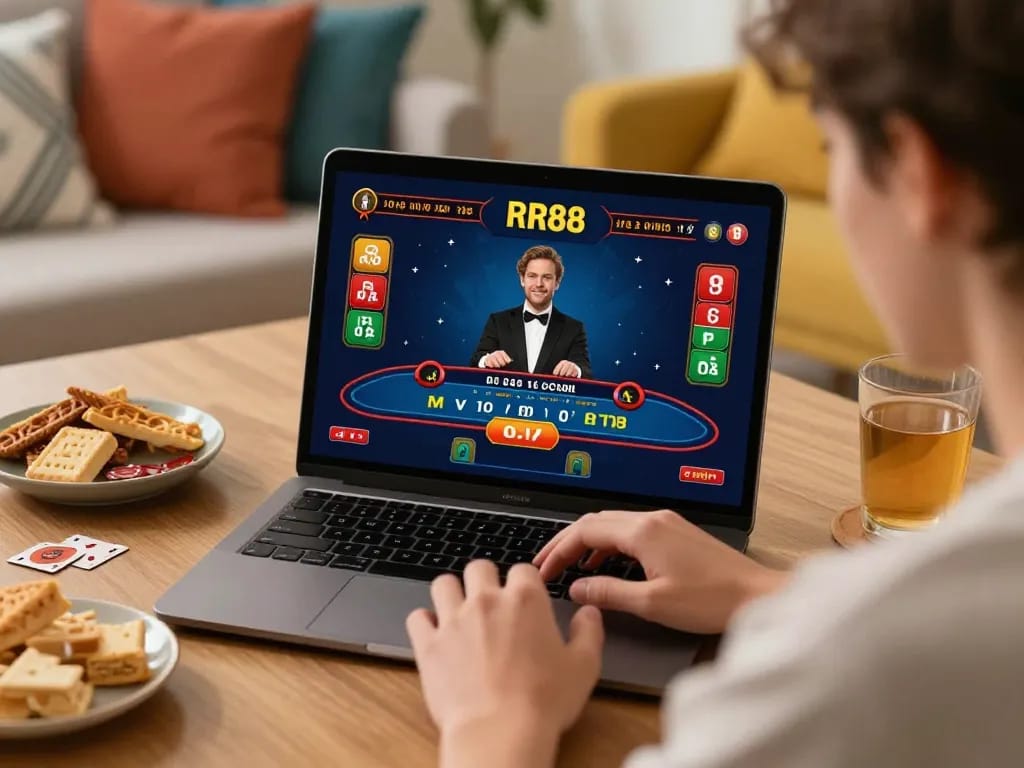 Engaging RR88 online blackjack gameplay with a focused player and interactive screen.