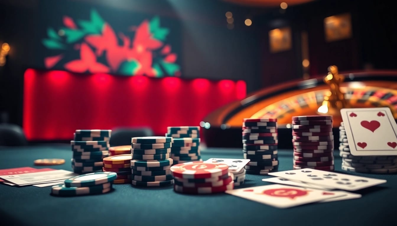 The hidden wiki 1 showcases a vibrant casino scene with poker chips, cards, and a roulette wheel to enhance gambling strategies.