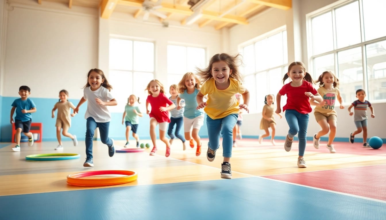 Bewegungsspiele fuer Kinder in der Turnhalle, hier mehr erfahren ueber Spass und Aktivitaet.