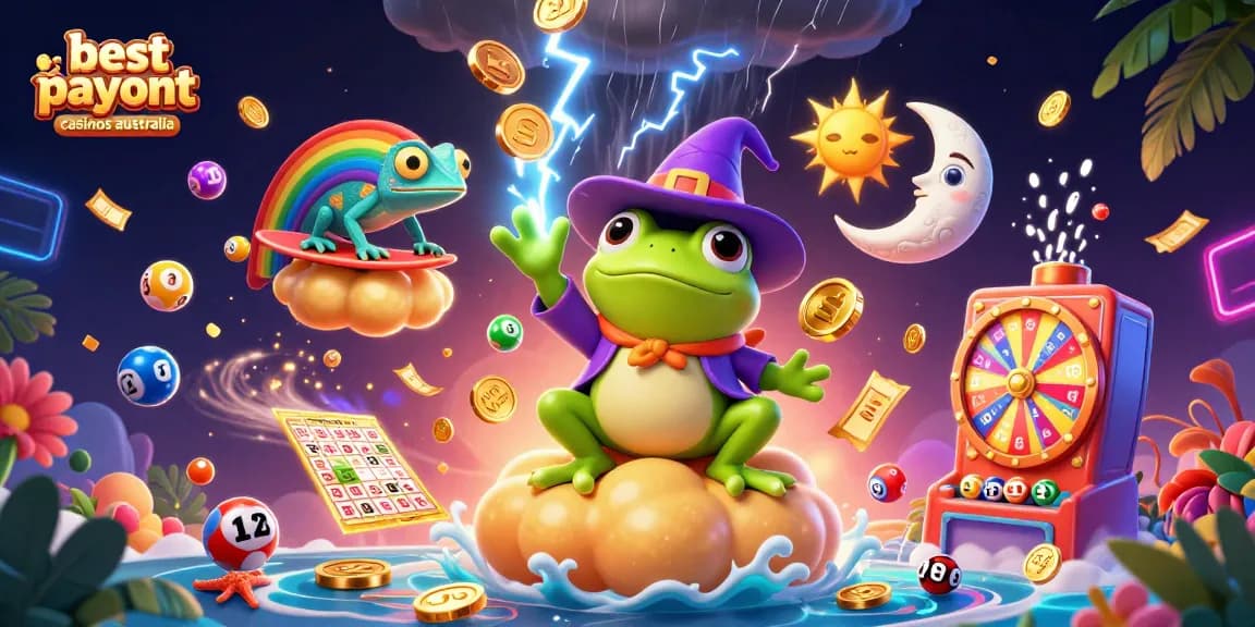 Experience the excitement of best payout casinos Australia with golden coins and vibrant casino elements.