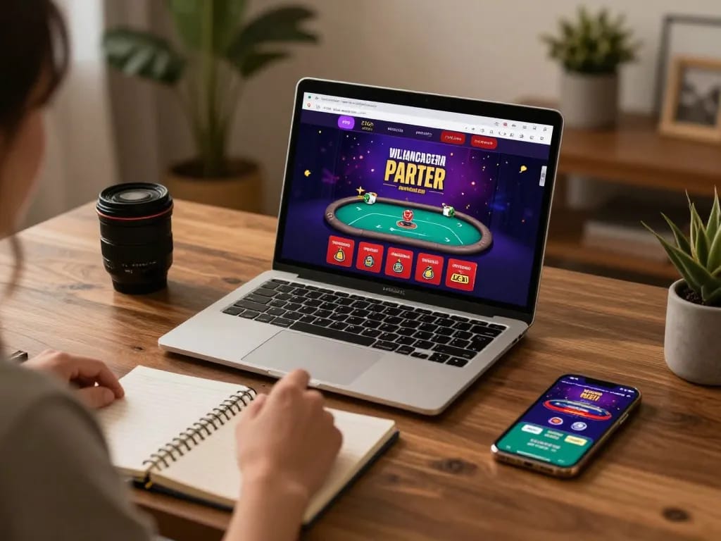 Engaging online gaming experience at https://mb668.co/ with player using laptop for betting strategies