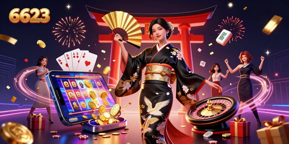 Engage in thrilling gameplay at 6623 with dynamic slot machines and festive casino elements.