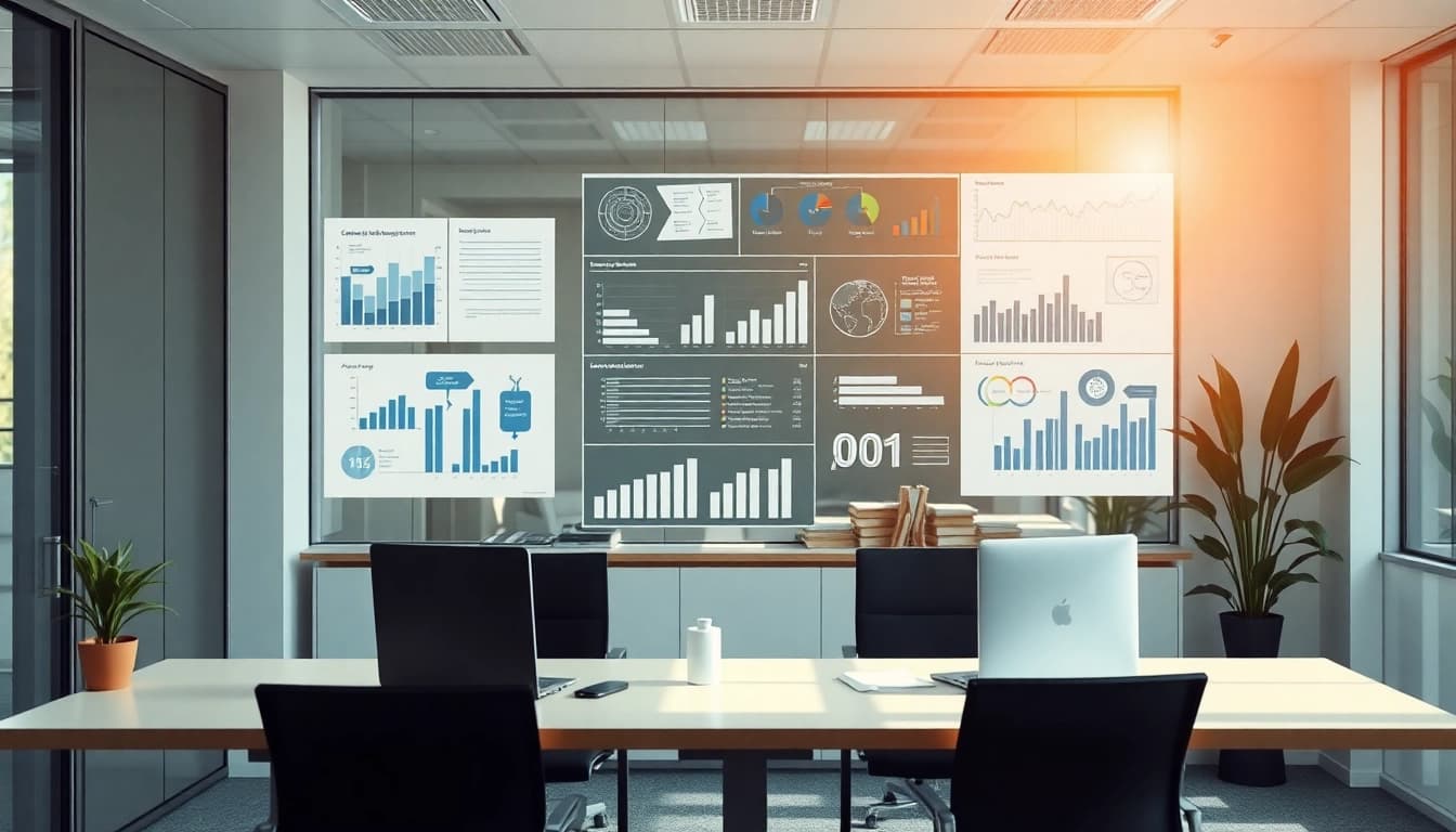 Unternehmensberatung: Unternehmensberater analysiert Geschäftsdaten in hellem, modernem Büro.