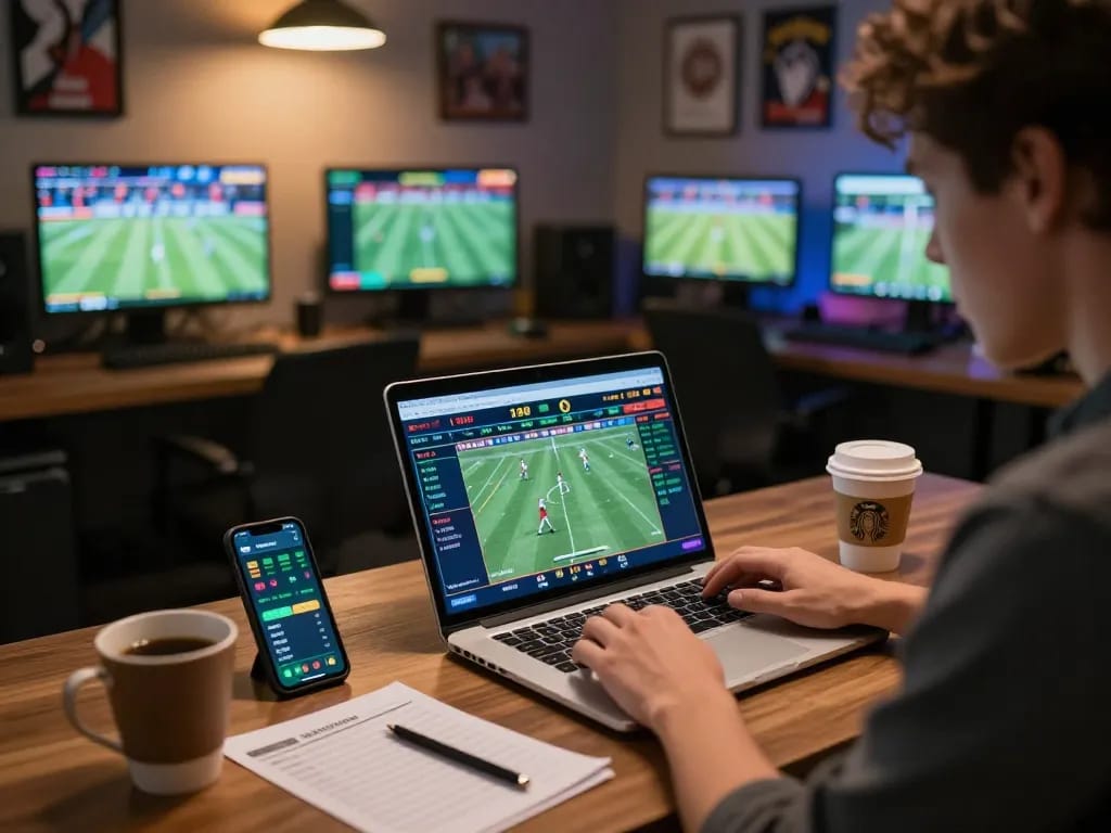 Engaging in sports betting online at home, utilizing link vua88 for optimal odds and action.