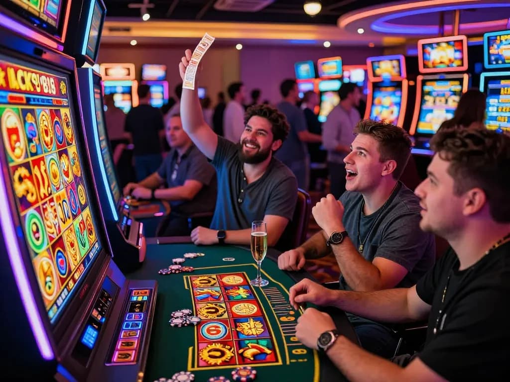 Celebrate a big win with Lucky 88 slot machine in a vibrant casino environment.