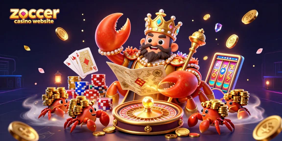 Zoccer Casino Website: Entdecken Sie ein spannendes 3D-Illustrationsdesign voller Glücksspiel-Details.