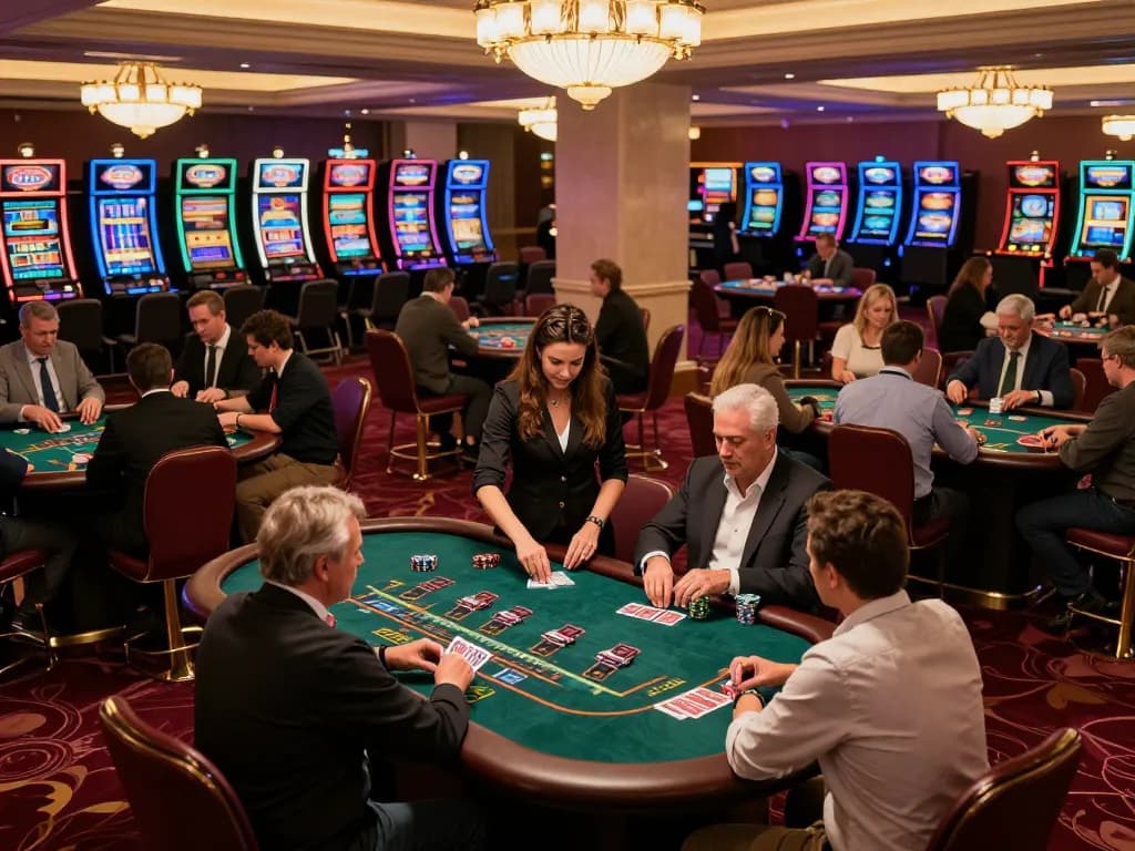 Players enjoying an exciting blackjack game at c168mov's luxe casino floor, capturing dynamic gameplay.