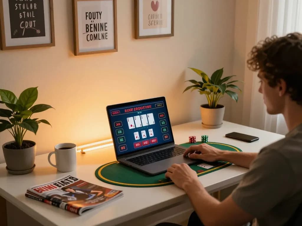 Play blackjack online at https://98win9.co.com/ with a cozy home setup, enhancing your gaming experience.