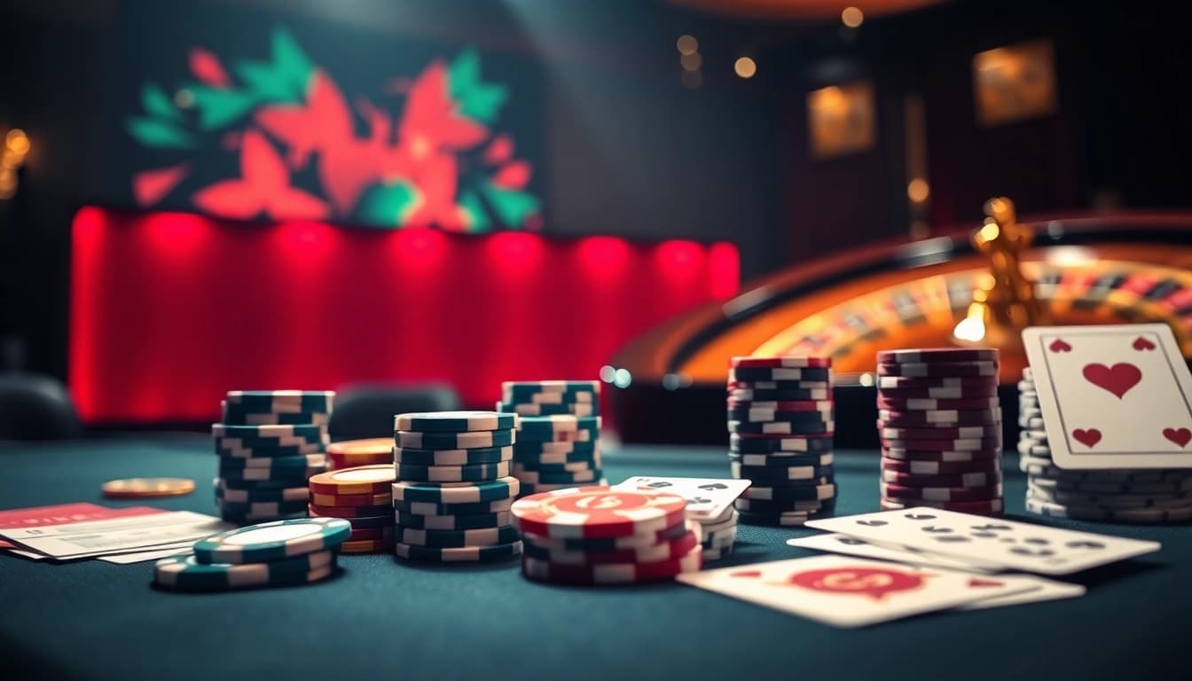 The hidden wiki 1 showcases a vibrant casino scene with poker chips, cards, and a roulette wheel to enhance gambling strategies.