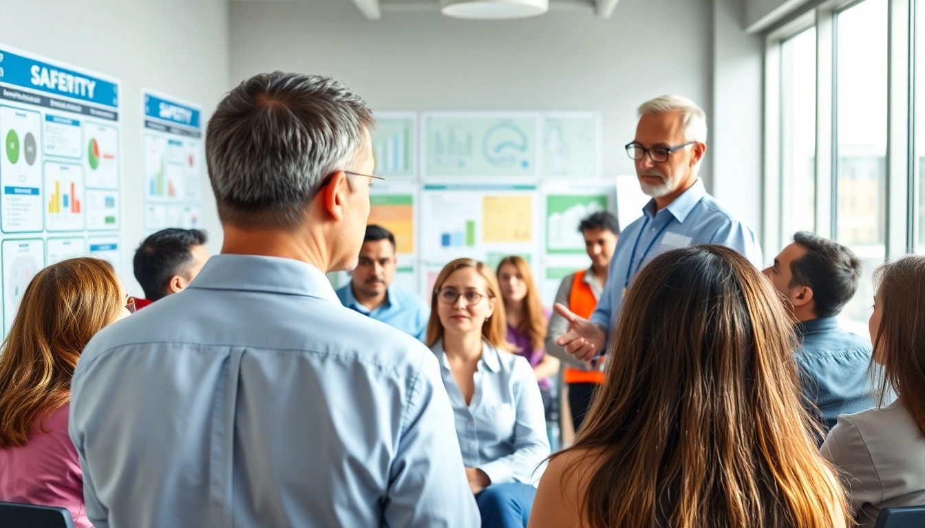 Health and Safety Consultants Germany advising a team during a safety training session in a modern office.