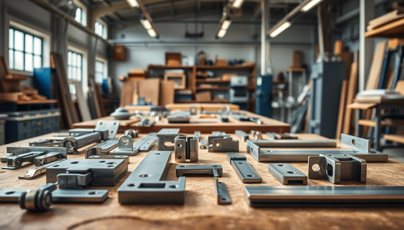 Möbelbeschläge Hersteller zeigen hochwertige Hardware und Materialien in einer modernen Werkstatt.