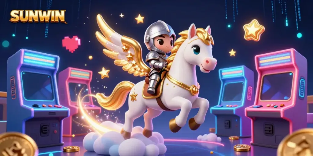 Engage in exciting gaming experiences at SUNWIN with colorful arcade machines and magical characters.
