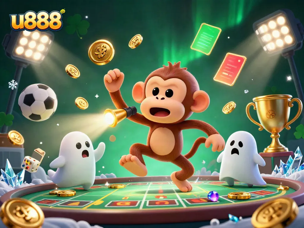Experience thrilling action in u888's engaging casino with golden juggles and sports elements.