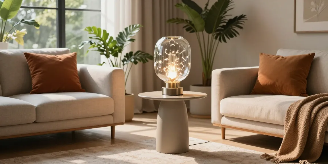 Stilvolle Lampen Rauchglas, die ein modernes Wohnzimmer mit natürlichem Licht erhellen.