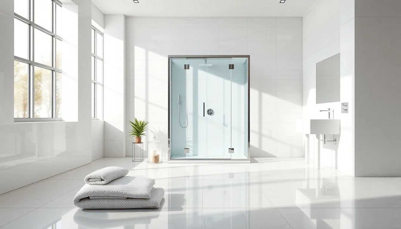 Duschkabine 90x90 in einem modernen Badezimmer mit eleganten Glaswänden und glatten Oberflächen.
