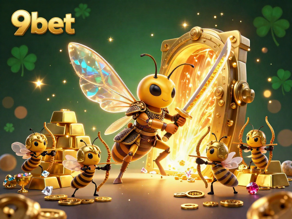 Experience the vibrant excitement of 9bet with a golden hornet samurai and sparkling treasures.