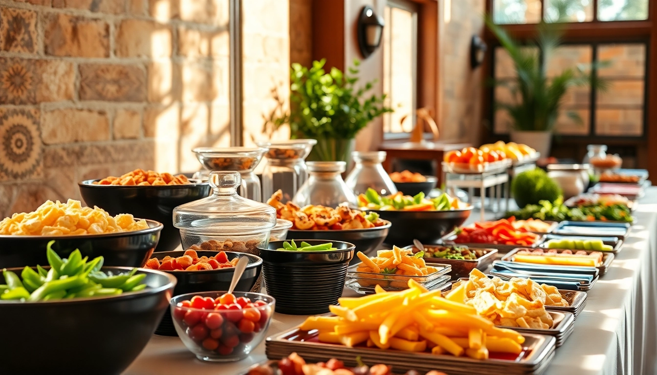 Catering Buffet mit frischen Gerichten und stilvollen Präsentationen für jede Veranstaltung.