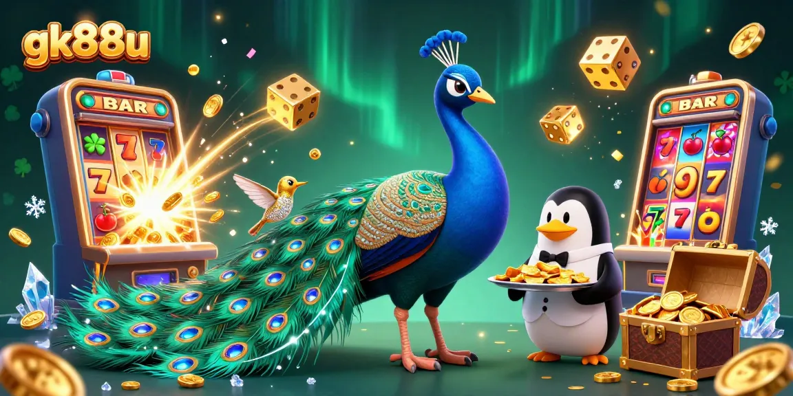 Experience excitement at gk88u with a vibrant 3D casino scene featuring iconic characters and jackpot elements.