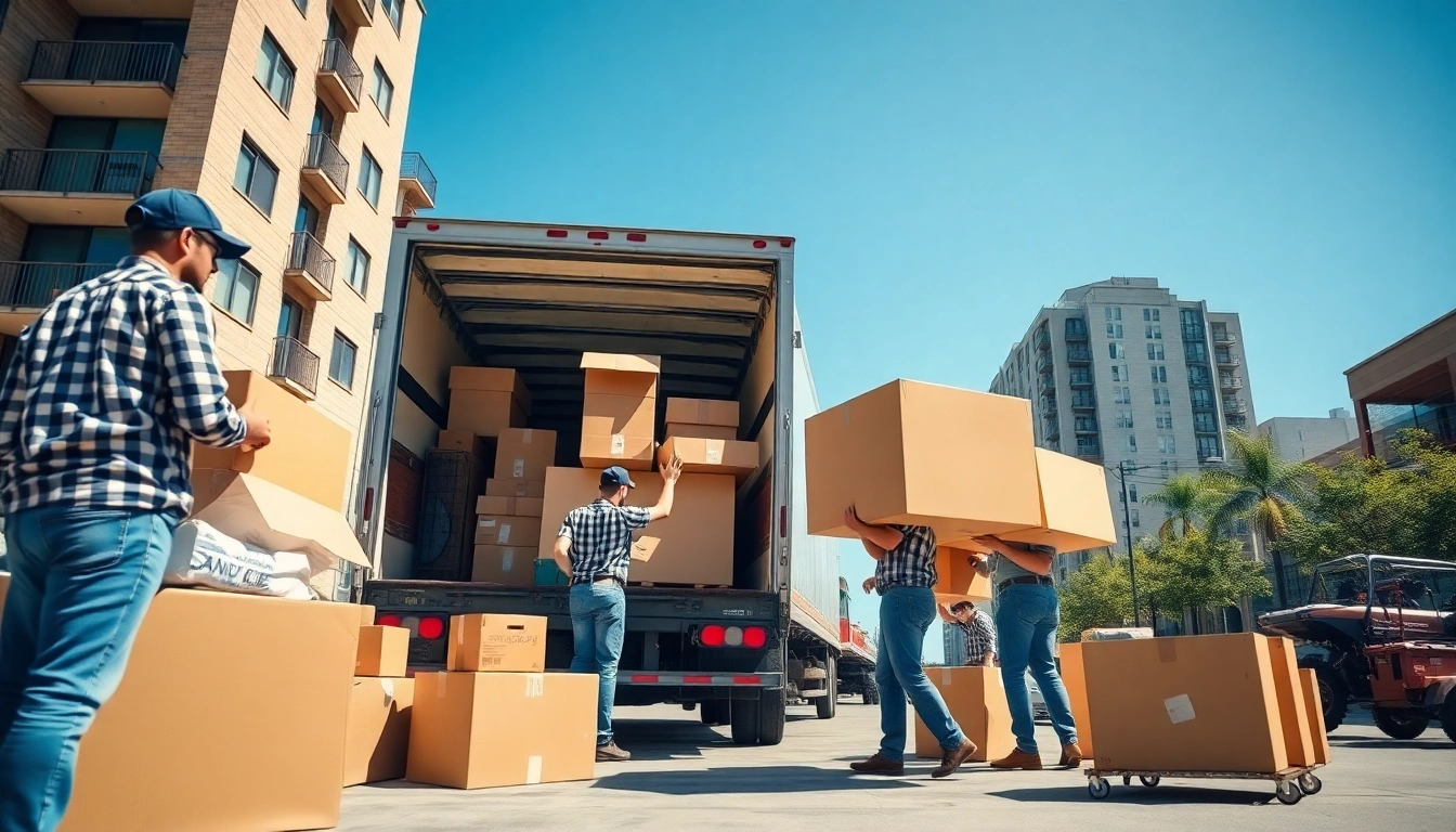 Umzugsunternehmen Ludwigshafen pack furniture into a truck during a busy relocation.