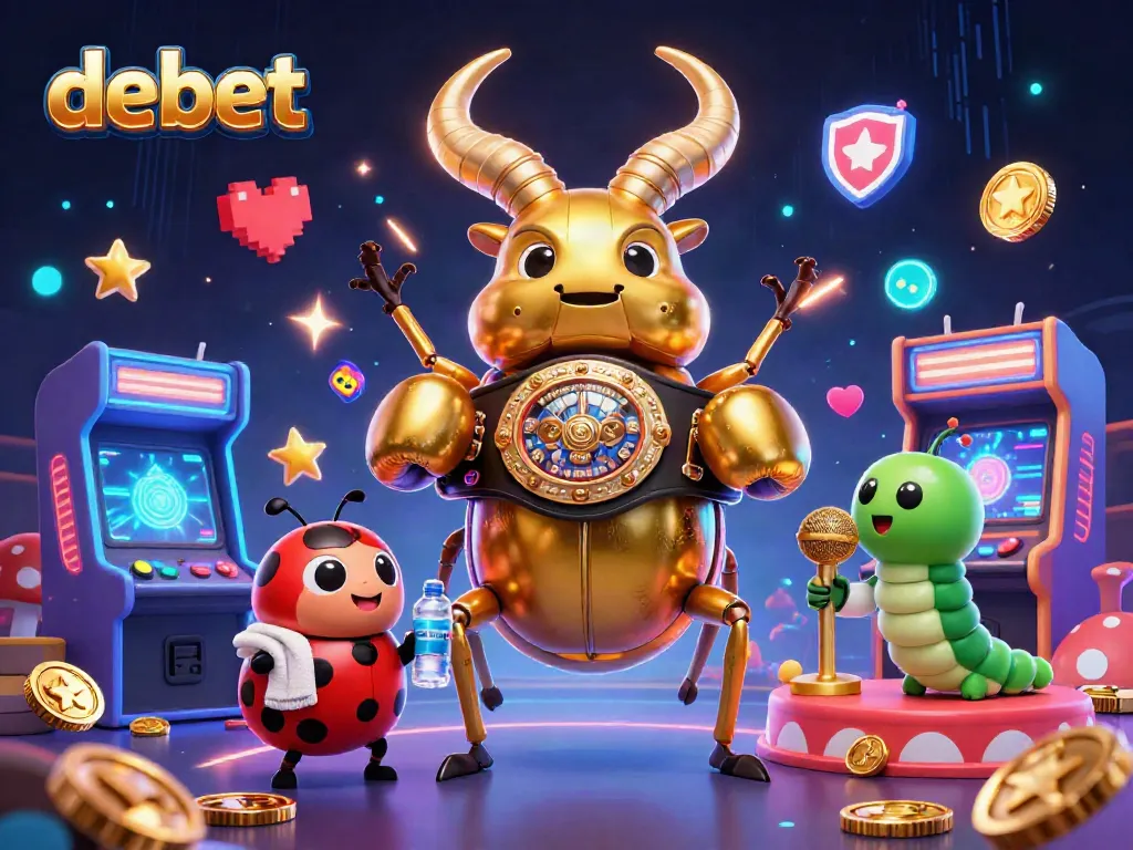 Engage with the vibrant debet gaming scene featuring cartoon characters in a dynamic casino environment.