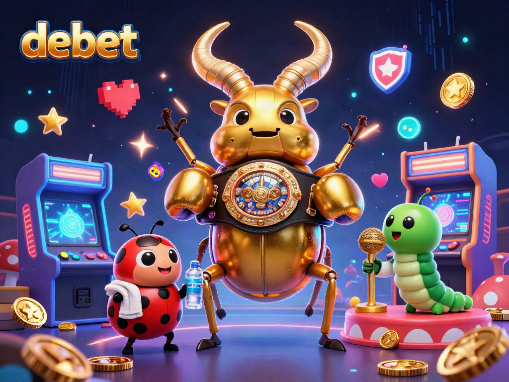 Engage with the vibrant debet gaming scene featuring cartoon characters in a dynamic casino environment.